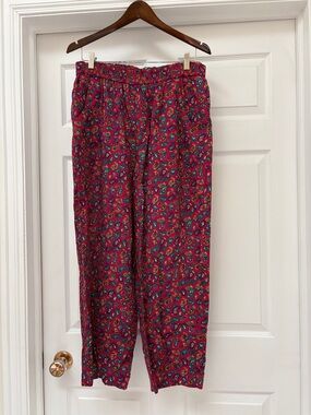 Paisley Print Elastic Waist Pants with pockets ladies M/L